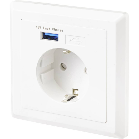 Sygonix SY-4777292 Vägguttag för inbyggnad USB-uttag Vit