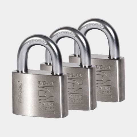 Hänglås BEMA RF-360, klass 3, Ø12 mm, lika låsning, 3-pack