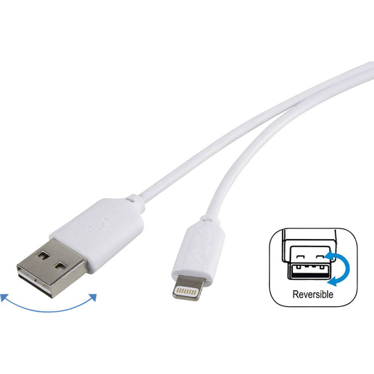 Renkforce N/A N/A [1x USB 2.0 A hane - 1x Apple Lightning hane] 1.00 m Vit