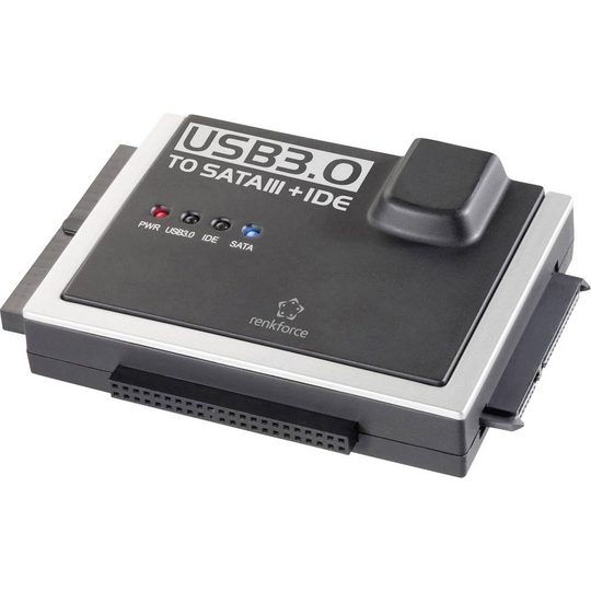 Renkforce USB 3.0 Konverter [1x USB 3.2 Gen 1 A hane (USB 3.0) - 1x IDE hona 40-polig, IDE hona 44-polig, SATA-kombi hane 7+15 pol]