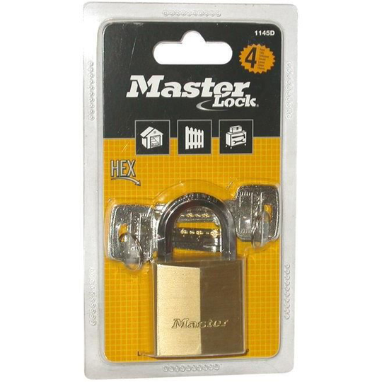 MASTER LOCK Mässingshänglås - 40 mm - sexkantsbygel