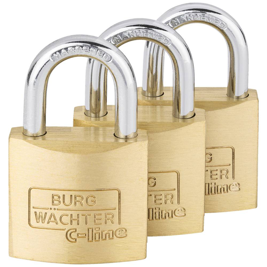 Burg Wächter 6371 Hänglås 30.00 mm Set 3 st Mässing Nyckel