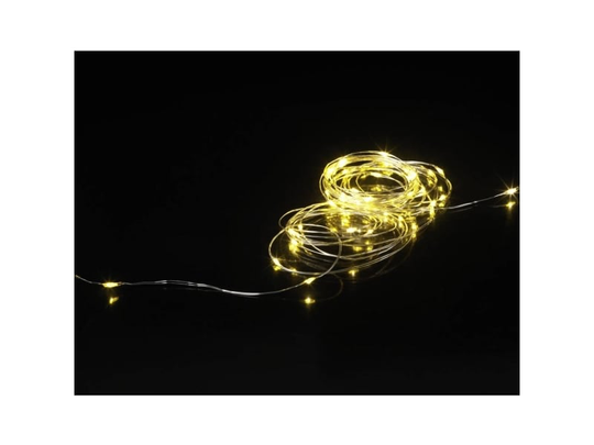Sygonix SY-4722036 Mini-lyskæde Indvendigt via USB Antal pærer 50 LED (RGB) Varmhvid Oplyst Længde: 5.4 m Lysmodus kan indstilles, Timer, Kan dæmpes