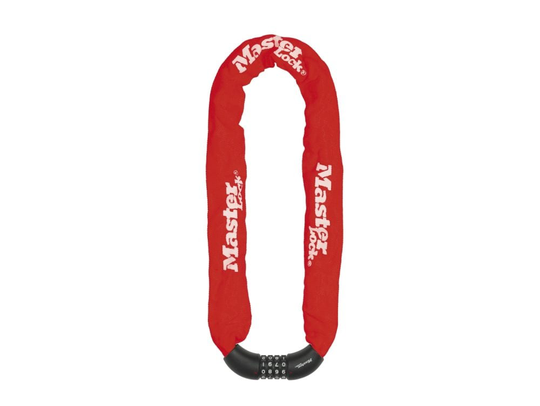 Master Lock MASTERLOCK Hardened steel chain lock with red nylon casing and 4-digit lock