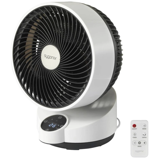 Sygonix Bordsfläkt 50 W (Ø x H) 250 mm x 318 mm Svart, Vit