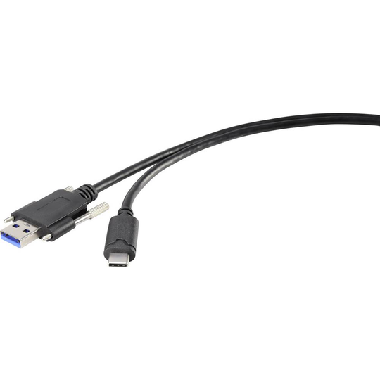 Renkforce RF-3386040 USB 3.0 Anslutningskabel [1x USB 3.2 Gen 1 A hane (USB 3.1) - 1x USB-C® hane] 1.00 m Svart skruvbar