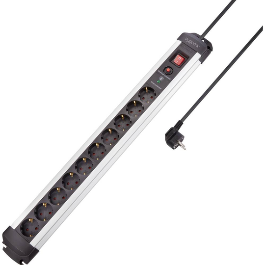 Sygonix SY-4755616 Grenuttag med överspänningsskydd Silver, Svart Skyddskontakt