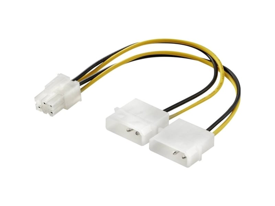 Renkforce Strøm Y-kabel [1x ATX-stik 6-pol. - 2x IDE-strømstik 4-pol.] 15.00 cm Gul, Sort