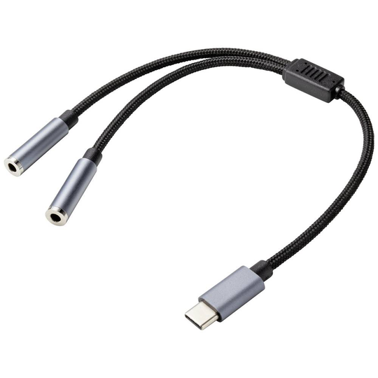 Renkforce USB-C®, Audio Adapterkabel [1x USB 2.0 kontakt C - 2x 3.5 mm guldkontakt hona] RF-4613086 PVC-mantel