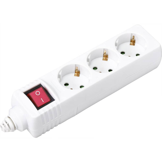 Sygonix BT-2372210 Förgreningsdosa med brytare 3x Vit