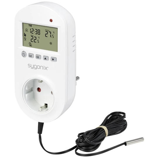 Sygonix Universaltermostat Mellanplugg Veckoprogram 1 till 35 °C