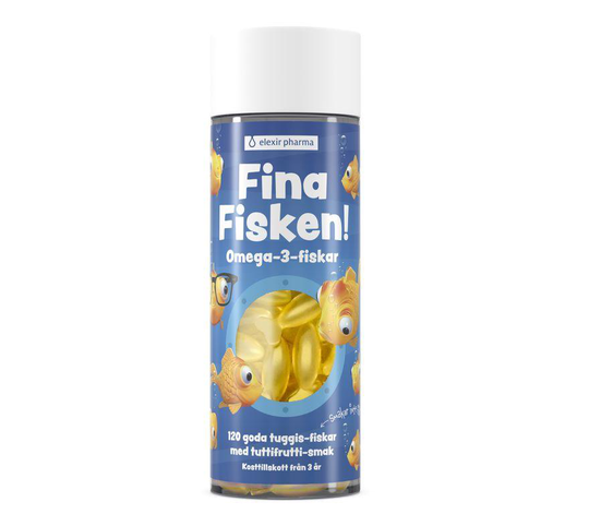 Fina Fisken Omega-3. 120 tuggkapslar Elexir Pharma