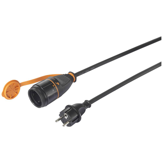 Sygonix SY-5597572 Ström Förlängningskabel 16 A Svart, Orange 10 m låsbar, väderbeständig