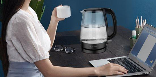 Glaskittel med LED-lampor - Svart - 2200W - 1,7 liter - Glas