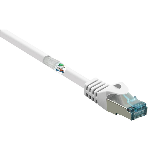 Renkforce RF-5047454 RJ45 Nätverk Anslutningskabel CAT 6A S/FTP 0.15 m Vit Flamskyddsmedel