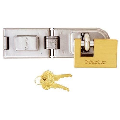 Master Lock 606720EURD Dubbelgångjärn hasp + mässingshänglås