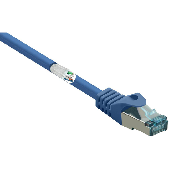 Renkforce RF-5044038 RJ45 Nätverk Anslutningskabel CAT 6A S/FTP 1.00 m Blå Flamskyddsmedel