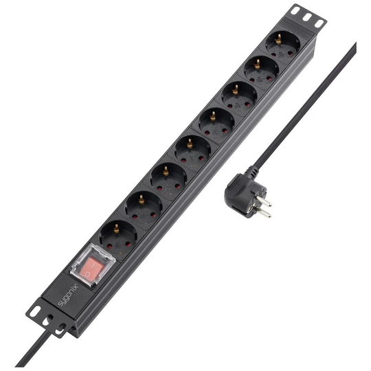 Sygonix SY-5799002 Förgreningsdosa 19 8x Svart Skyddskontakt