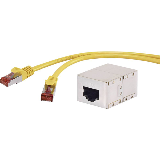 Renkforce RF-3829004 RJ45 Nätverk Förlängningskabel CAT 6 S/FTP 15.00 m Gul med låsskydd, guldpläterad kontakt