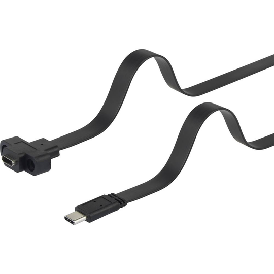 Renkforce RF-3415030 USB 3.0 Förlängningskabel [1x USB-C® hane - 1x USB-C® hona] 25.00 cm Svart skruvbar, Högflexibel