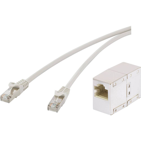 Renkforce RF-3828910 RJ45 Nätverk Förlängningskabel CAT 5e F/UTP 30.00 m Grå med låsskydd