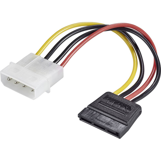 Renkforce Ström Adapter [1x IDE-ström 4-pol hane - 1x SATA-strömkontakt hona 15-pol] 12.00 cm Svart, Röd, Gul