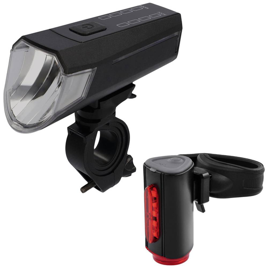FISCHER FAHRRAD Cykelbelysning-set LED Uppladdningsbara batteri Svart