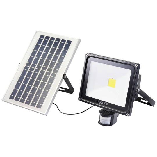 Sygonix SY-5461112 Solcells-spotlight med rörelsedetektor 50 W N/A Svart