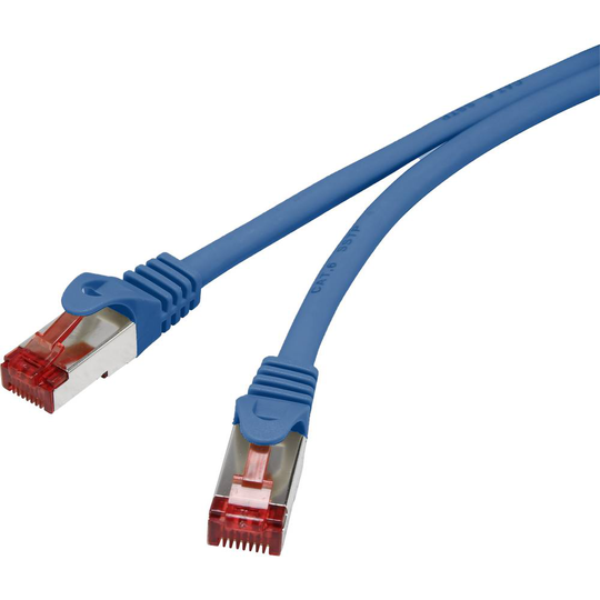 Renkforce RF-4737372 RJ45 Nätverk Anslutningskabel CAT 6 S/FTP 25.00 cm Blå med låsskydd, guldpläterad kontakt, Flamskyddsmedel
