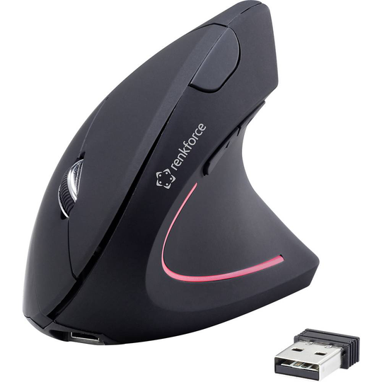 Renkforce RF-WM-322 Trådlös ergonomisk mus Optisk Ergonomisk, Laddningsbara Svart