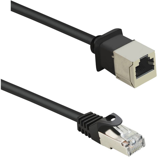 Renkforce RF-4394127 RJ45 Nätverk Förlängningskabel CAT 5e F/UTP 5.00 m Svart med låsskydd, guldpläterad kontakt
