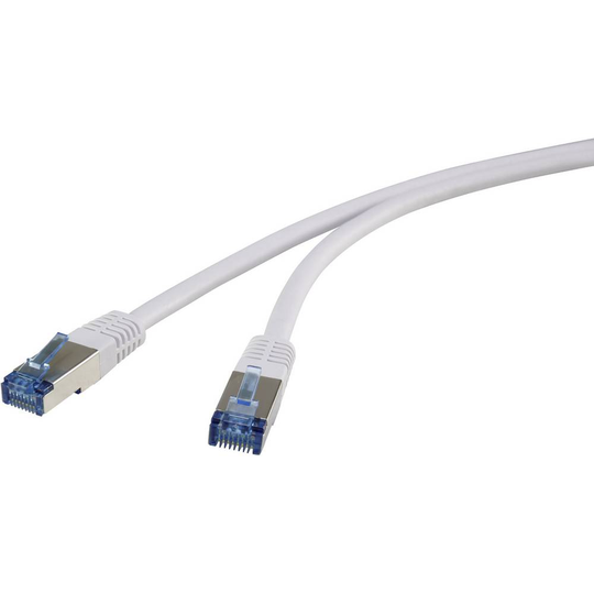 Renkforce RF-4737370 RJ45 Nätverk Anslutningskabel CAT 6A S/FTP 3.00 m Grå Mycket flexibel, guldpläterad kontakt