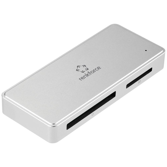 Renkforce RF-PCR-400 Extern minneskortläsare/hub USB-C® 5Gbps, USB-A Silver