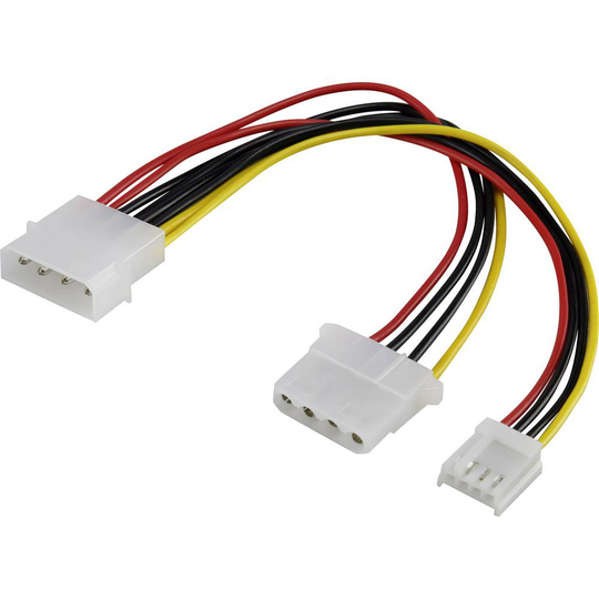 Renkforce Ström Förlängningskabel [1x IDE-ström 4-pol hane - 1x IDE-ström 4-pol hona, FDD ström hona 4-pol] 15.00 cm Svart, Röd, Gul