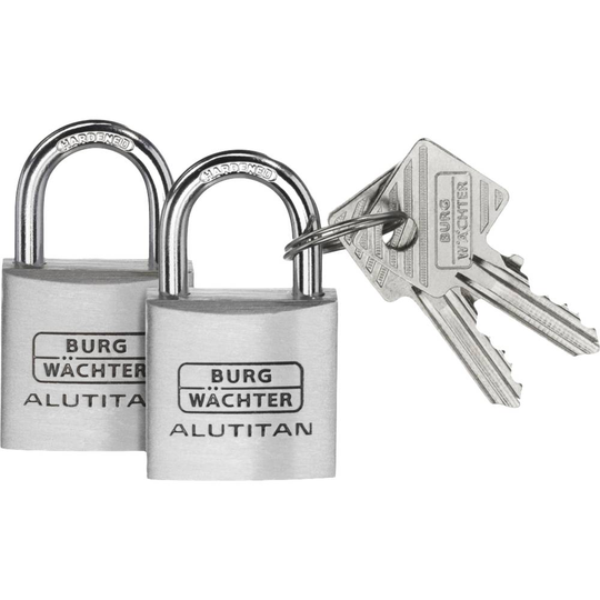 Burg Wächter 36151 Hänglås 30.00 mm Set 2 st Aluminium Nyckel
